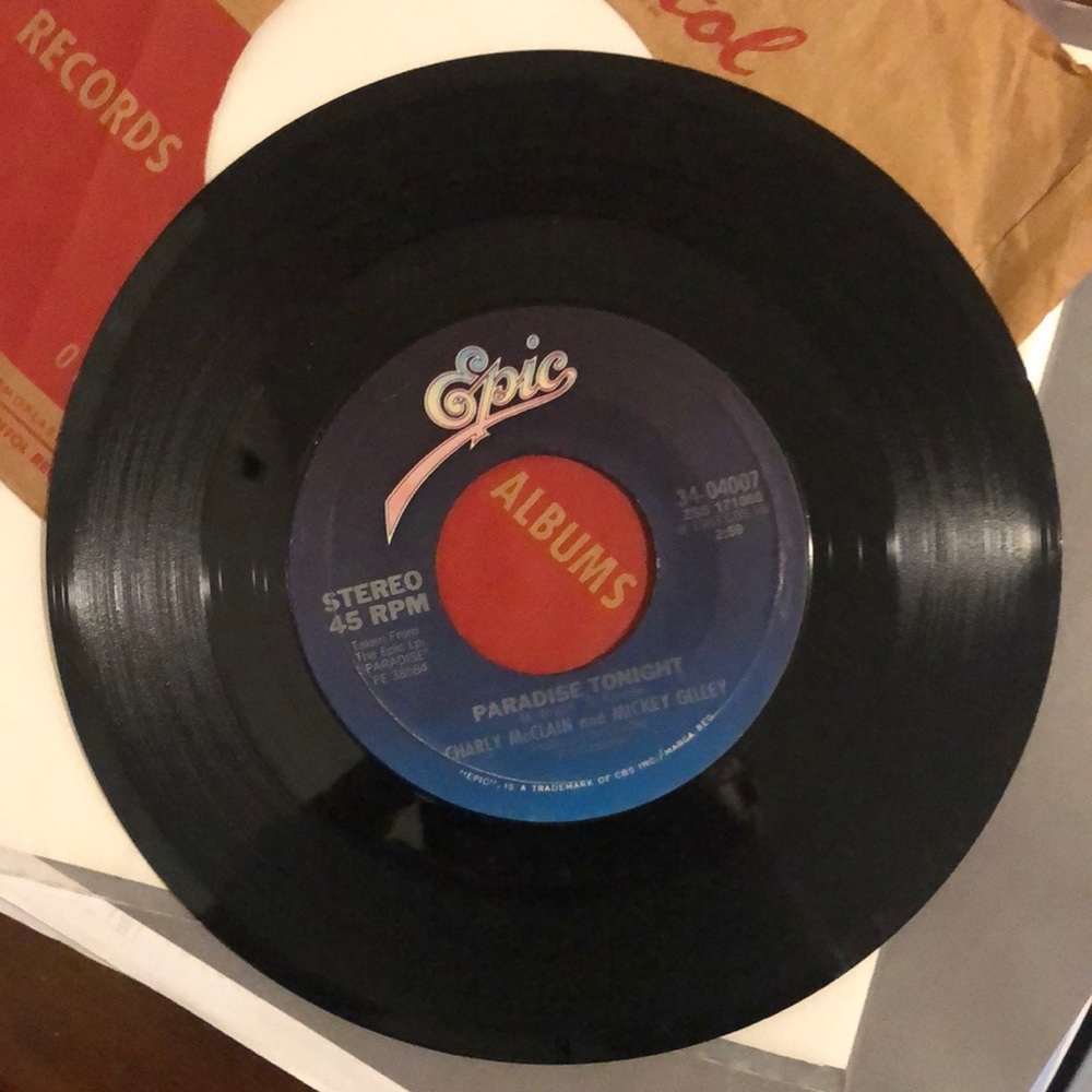 Charly McLain Mickey Gilley Paradise Tonight Vinyl 45 Record